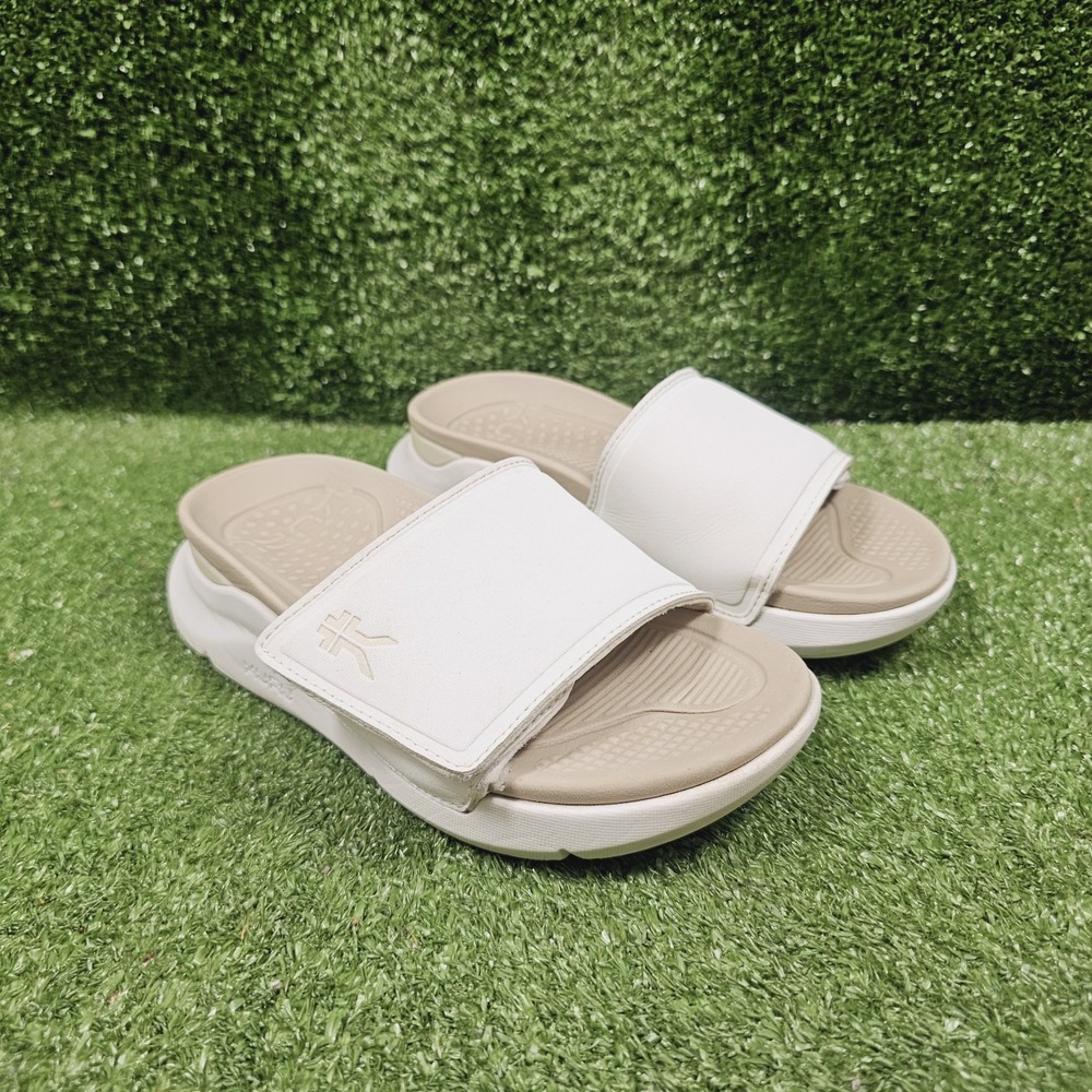 Kuru Moment Bright White Sand Slip On Comfort Recovery Slides Womens US 5